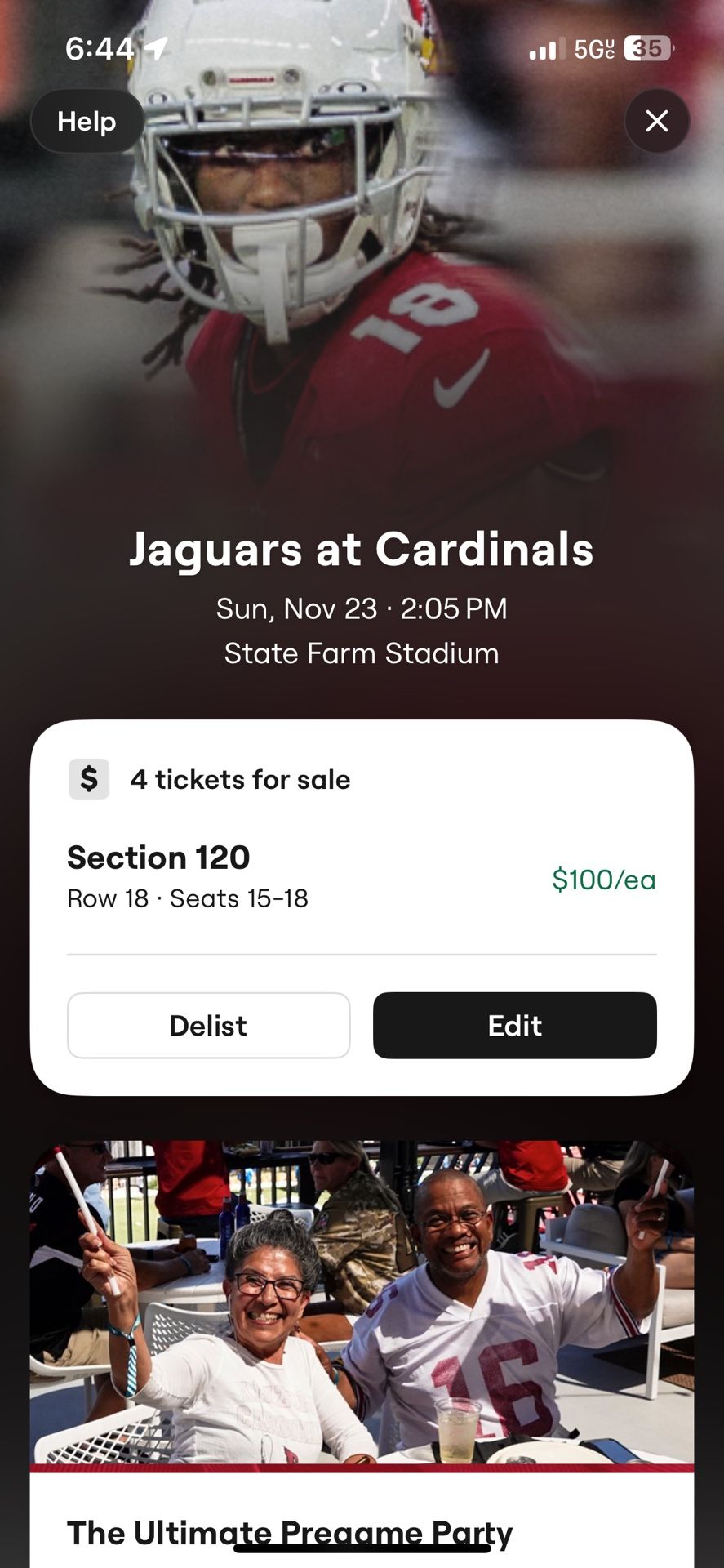 4 premium lower level aisle tickets at half price