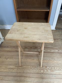 Mainstays Folding TV Tray Table, Rubberwood, Natural, 19" x 14.5" x 26", Indoor, 1 Piece