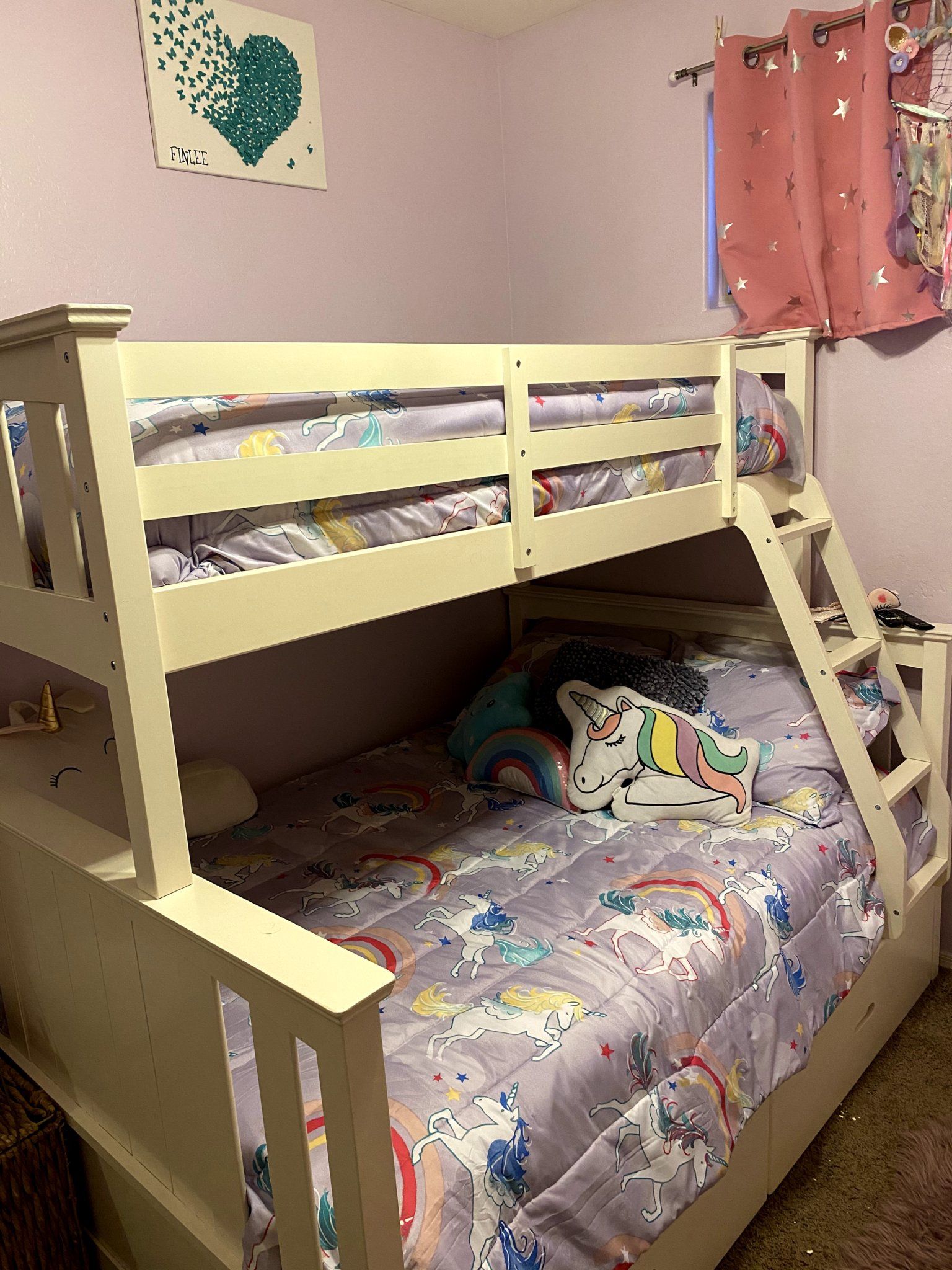White bunk Bed W/ Full Mattress
