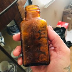 Antique Small Glass  Amber Bottles