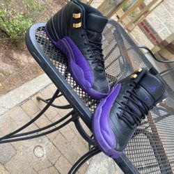 Nike Air Jordan 12 Retro Field Purple Black Lakers Youth Sz 4