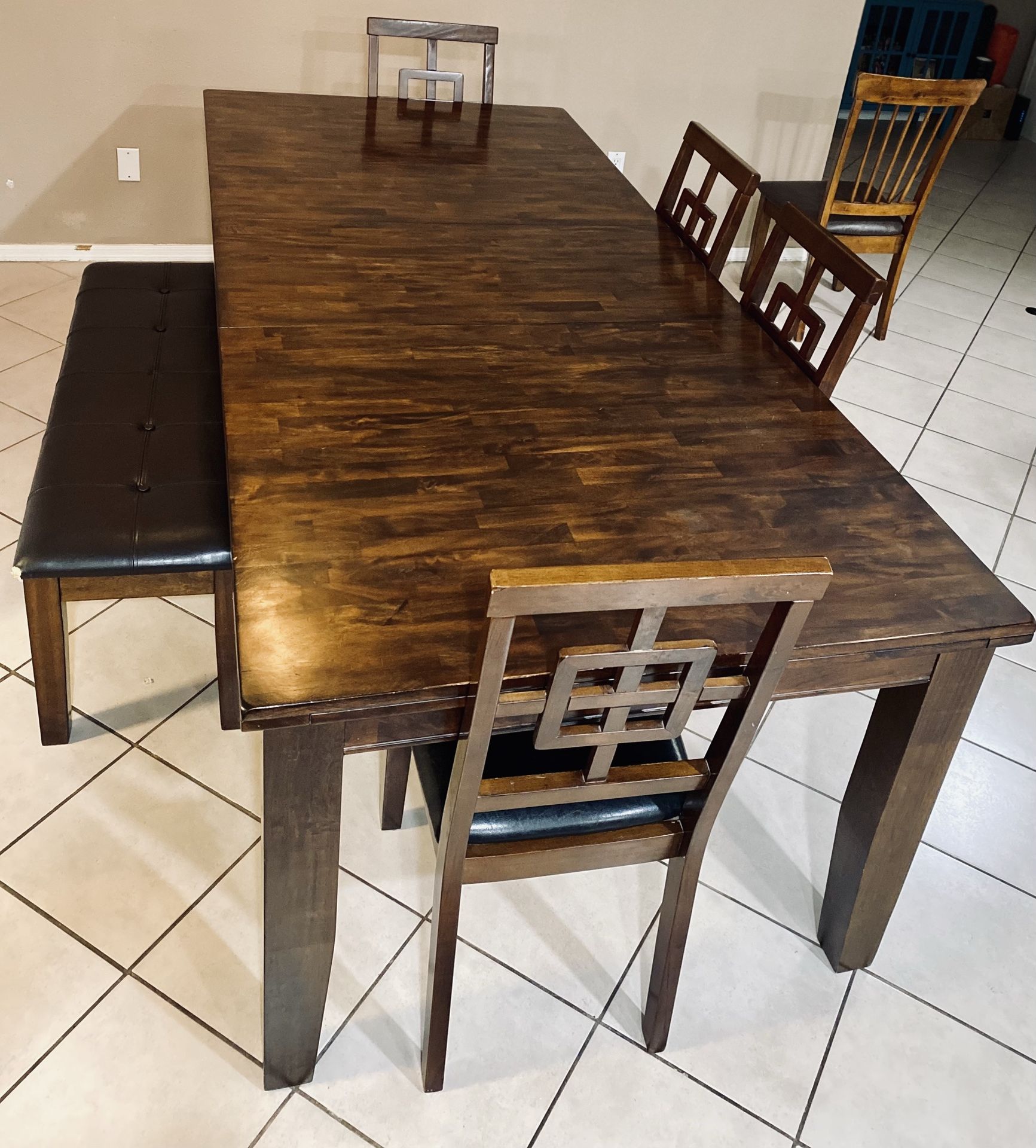 Solid dining table brown