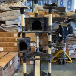Cat Tree Large Cat Tower 79inch for Indoor Cats Multi-Level Cat Tree with Scratching Posts & Basket & Scratching Posts as Activity Center, Play House,