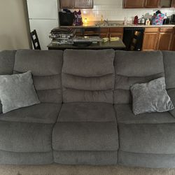 Gray Blue  Recliner, Couch, And Loveseat