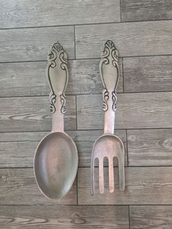 Large Decorative Fork and Spoon Wall Art Set