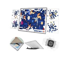 1000 Pieces Puzzle Board 3-in-1 Portable Double-Sided & Board Tilting & Rotating, Puzzle Table with Rotating Plastic Drawers and Cover, Portable (W31