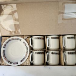 Espresso porcelain set of 6 cups and 6 saucers $15