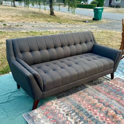 Grey tweed mcm style sofa