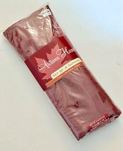 Set of 4 Wine-Color “Autumn Harvest” Dinner Napkins, NWT