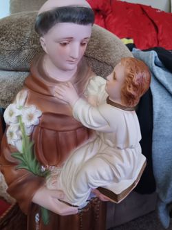 Vintage Marian 24in Ceremic St Anthony With Baby Statue