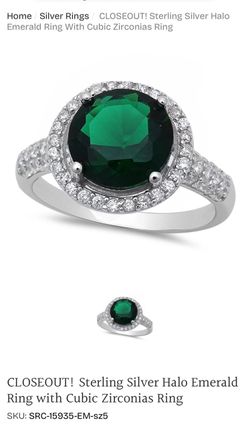 925 sterling silver with 3 carat of emerald stone ring size 6