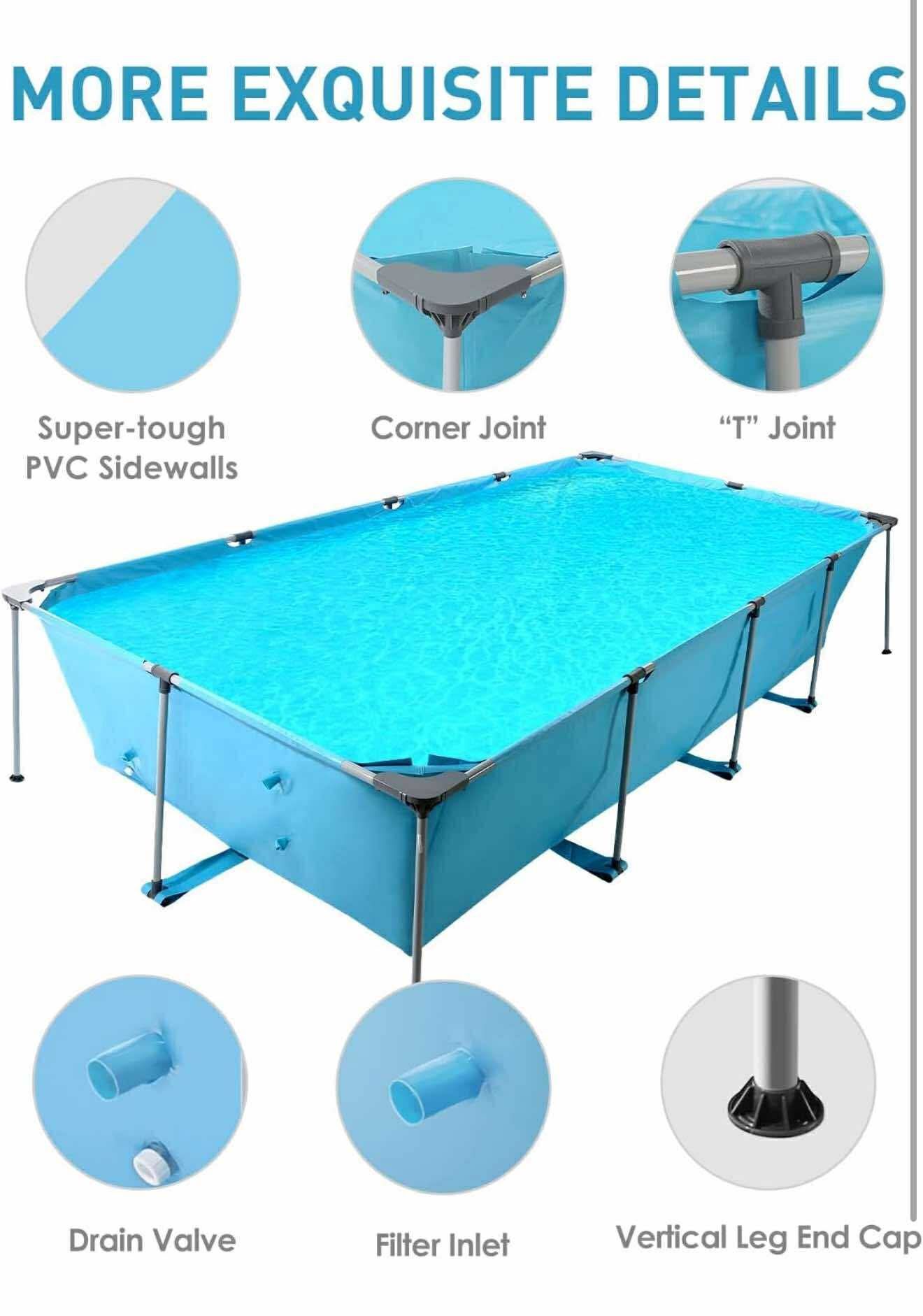 Swimming Pool Above Ground Outdoor 15ft Rectangle 178" x 87" J-36
