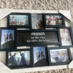 Photo Frame Classic Reunion 8 Opening 17" x 22" Wall Hanging Picture Frame Friends Theme 6" x 4" Photo Sockets x 8 | Gallery Style Childhoo