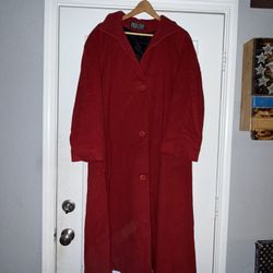 Paul Levy Vintage Full Length Red Wool Coat