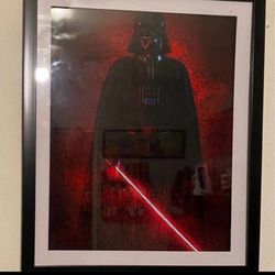 Darth vader custom art piece on black frame