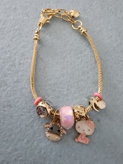 Gold-Tone Charm Bracelet with Hello Kitty