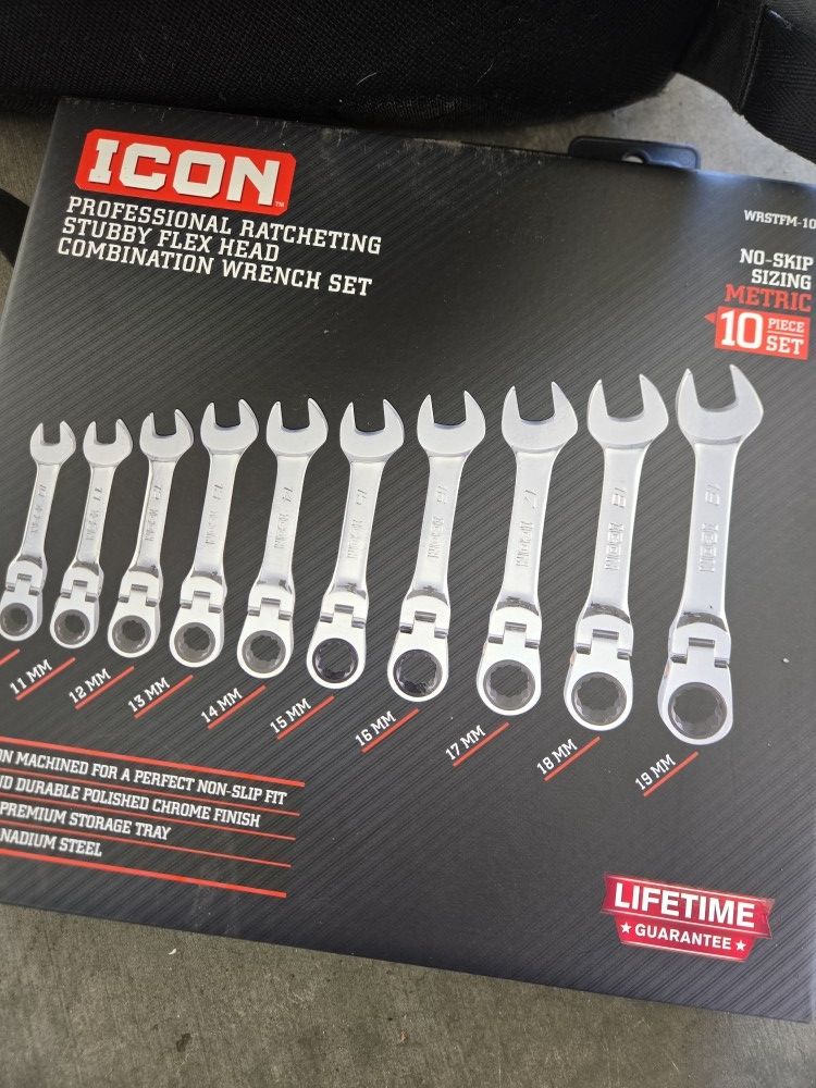Icon Professional Stubby Flex Ratcheting Wrench Set 