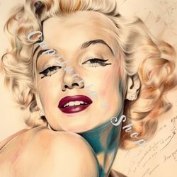 Marilyn Monroe watercolored pencil image poster Free custom name