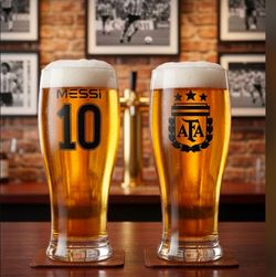 Messi & Argentina Set of 2 Beer Glasses