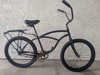 Black Beach Cruiser Bicycle with Rear Rack