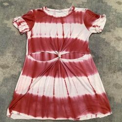 Womens Tie Die T Shirt Cut Out Dress Top