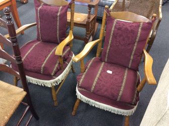 Pair of vintage wooden arm chairs