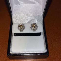 Diamond And Gold Lion Earrings