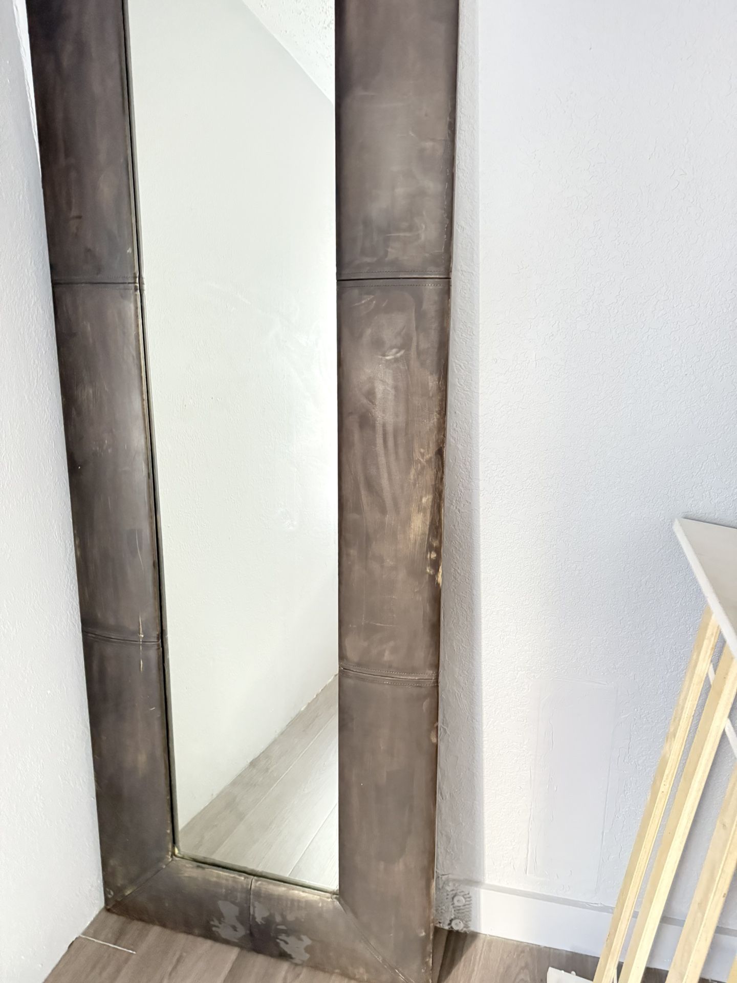 Vintage Leather Glass Mirror