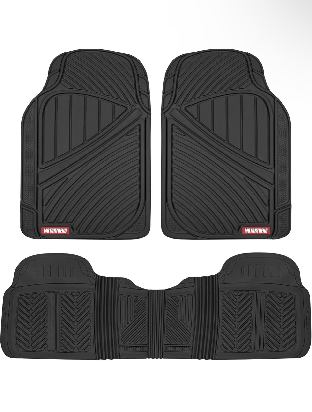 Motor Trend FlexTough Performance All Weather Rubber Car Floor Mats - 3 Piece Floor Mats Automotive Liners for Cars Truck SUV, Heavy-Duty Waterproof (