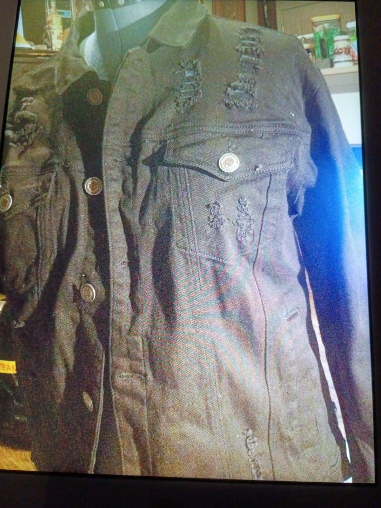 COPPER RIVET DENIM FACTORY BLACK DENIM JACKET SIZE XL