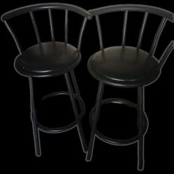 Used 2 Black Metal SWIVEL Bar Chairs