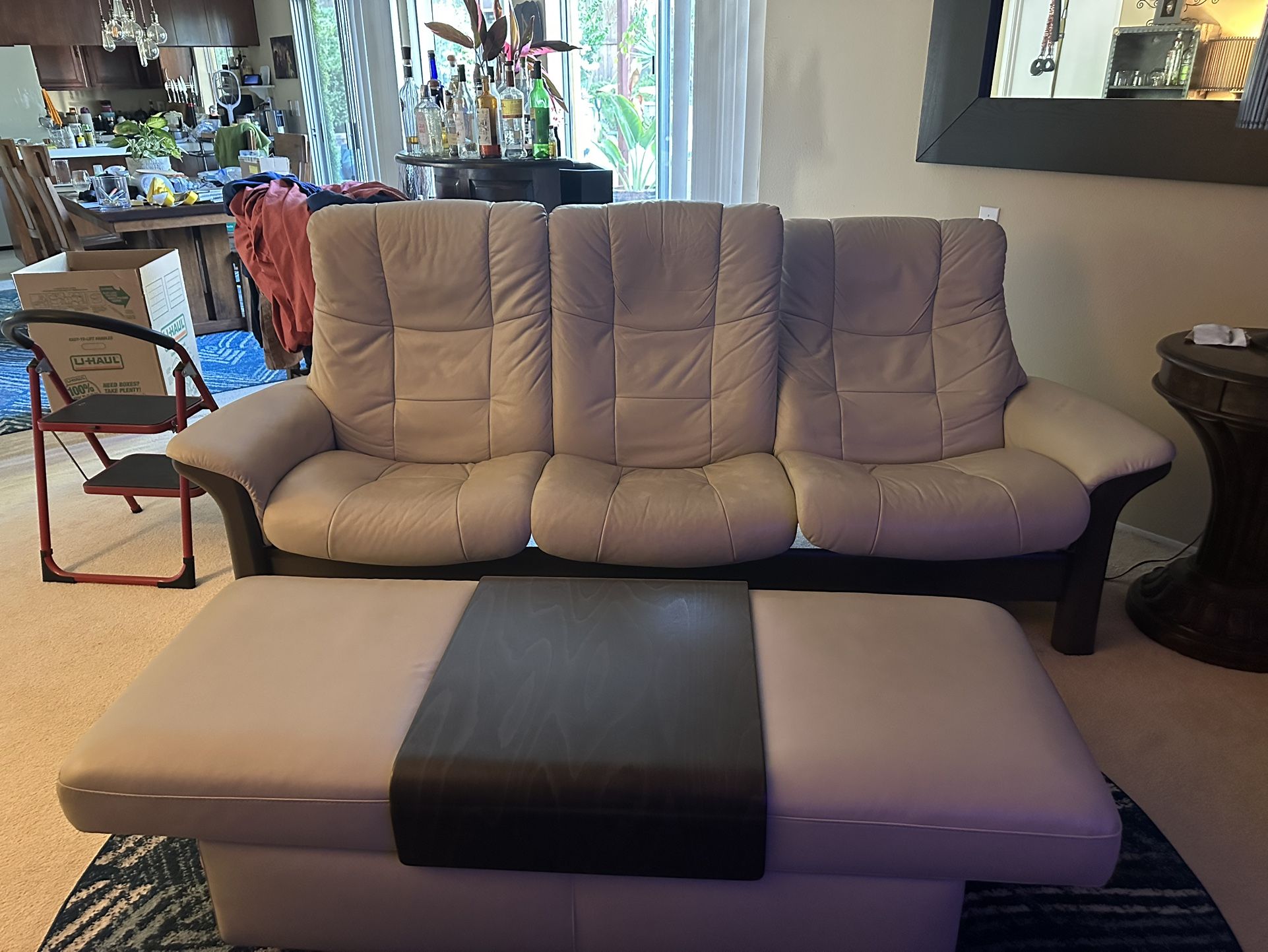 Ekornes Stressless Leather Reclining Couch & Ottoman