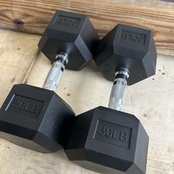 New pair of 30lb rubber dumbbell. $60