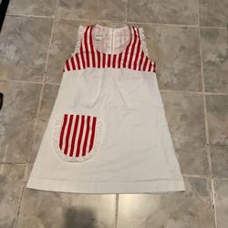 Vintage 19060-70s Liberty House Hawaii Candy Stripe Maid Dress Talon SZ XS/S
