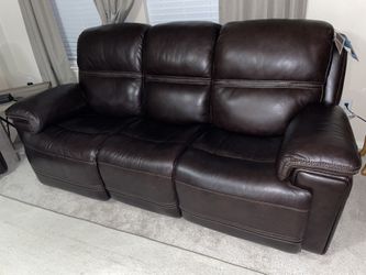 Brown leather reclining seats