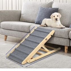 Adjustable Dog Cats Ramp, Folding Portable Wooden Pet Ramp for All Small and Older Animals, Adjustable from 11.8” to 16.5” - Rated for 100lbs - Lightw