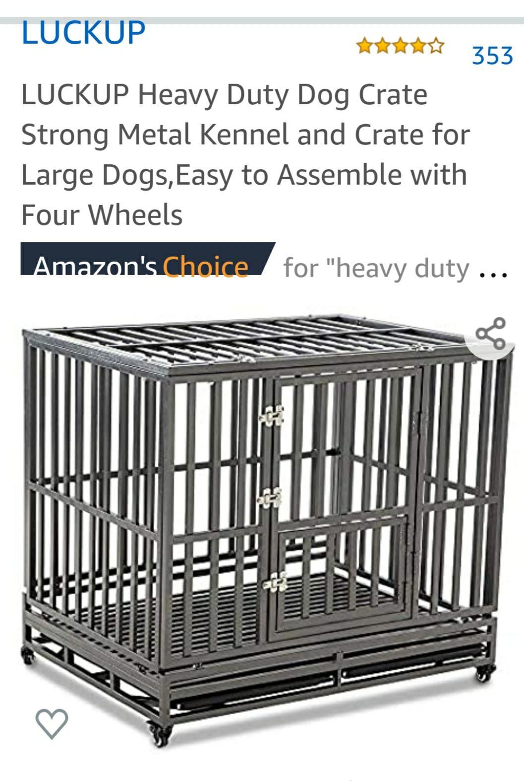 LUCKUP Heavy Duty Dog Crate