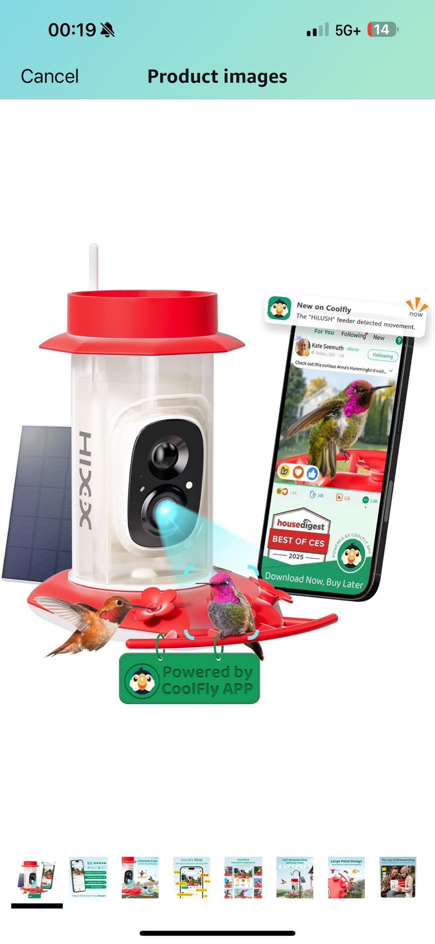 Smart Hummingbird Feeder with Camera Solar Powered