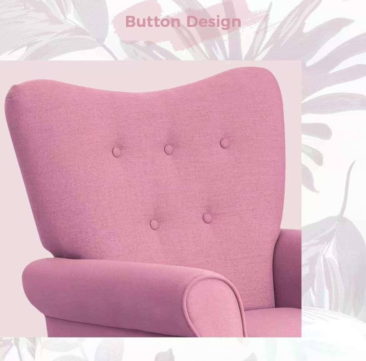 Mid Century Wingback Arm Chair,Modern Upholstered Fabric High Back Accent Chair with Wood Legs,Upholstered Single Sofa Club Chair for Living Room, Bed