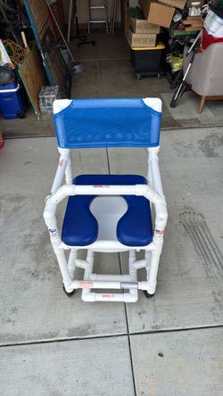 PVC Rolling Shower Commode Chair