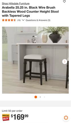 Hillsdale Arabella Counter Height Stool – Black – NEW
