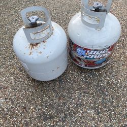 2  empty, propane cylinders