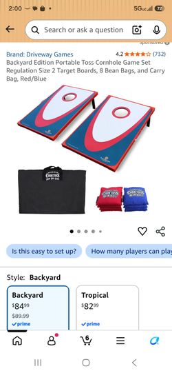 Backyard Edition Portable Toss Cornhole Game Set Regulation Size