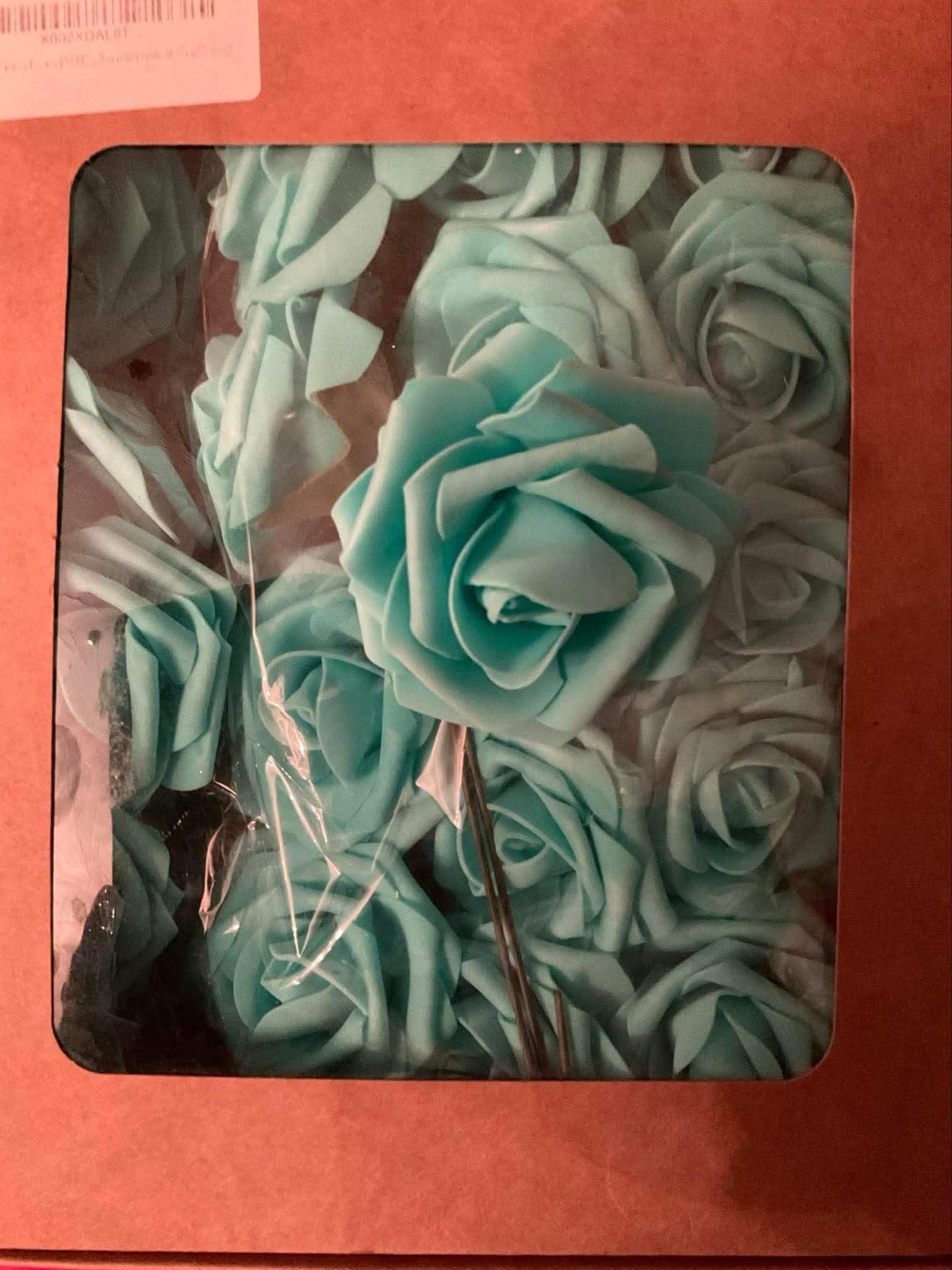 Box Of 25 Teal Green Flowers 
