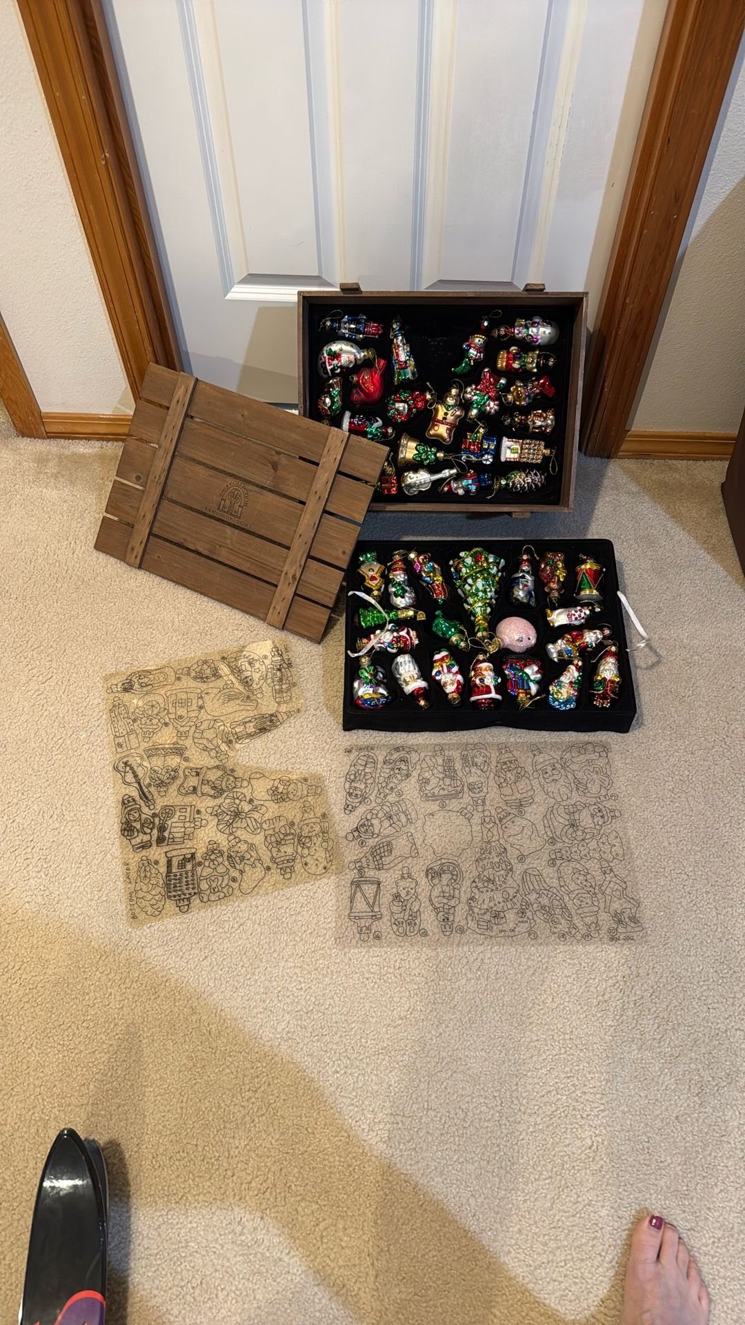 NEW 2003 Collection Thomas Pacino Classics, Christmas Ornaments Blown Glass Original Box Crate