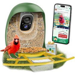 HIXX Smart Bird Feeder with Camera, Lifetime Free AI Bird Species Recognition, Solar-Powered Video Birds Feeder for Outdoors with HD Camera, Mounts An
