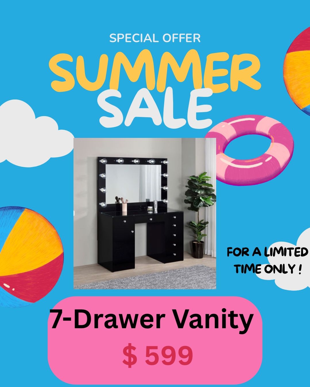 Summer Sale! For A Limited Time Only Vanity Available In Grey And White