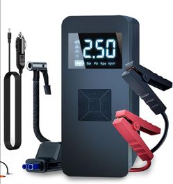 Handheld Car Jump Starter with Smart Cables and Air Compressor Wireless Charging Portable Power Bank + Flashlight