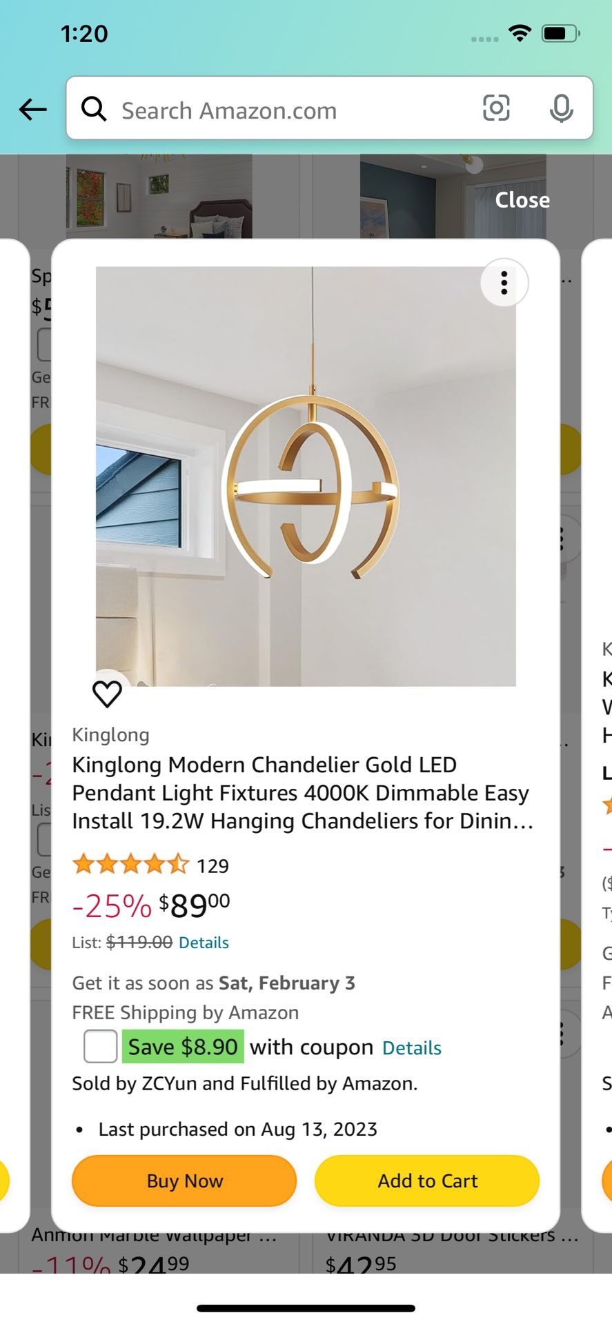 Modern Gold chandelier 