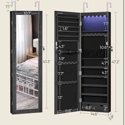 Lockable Mounted Jewelry Armoire Organizer with Mirror